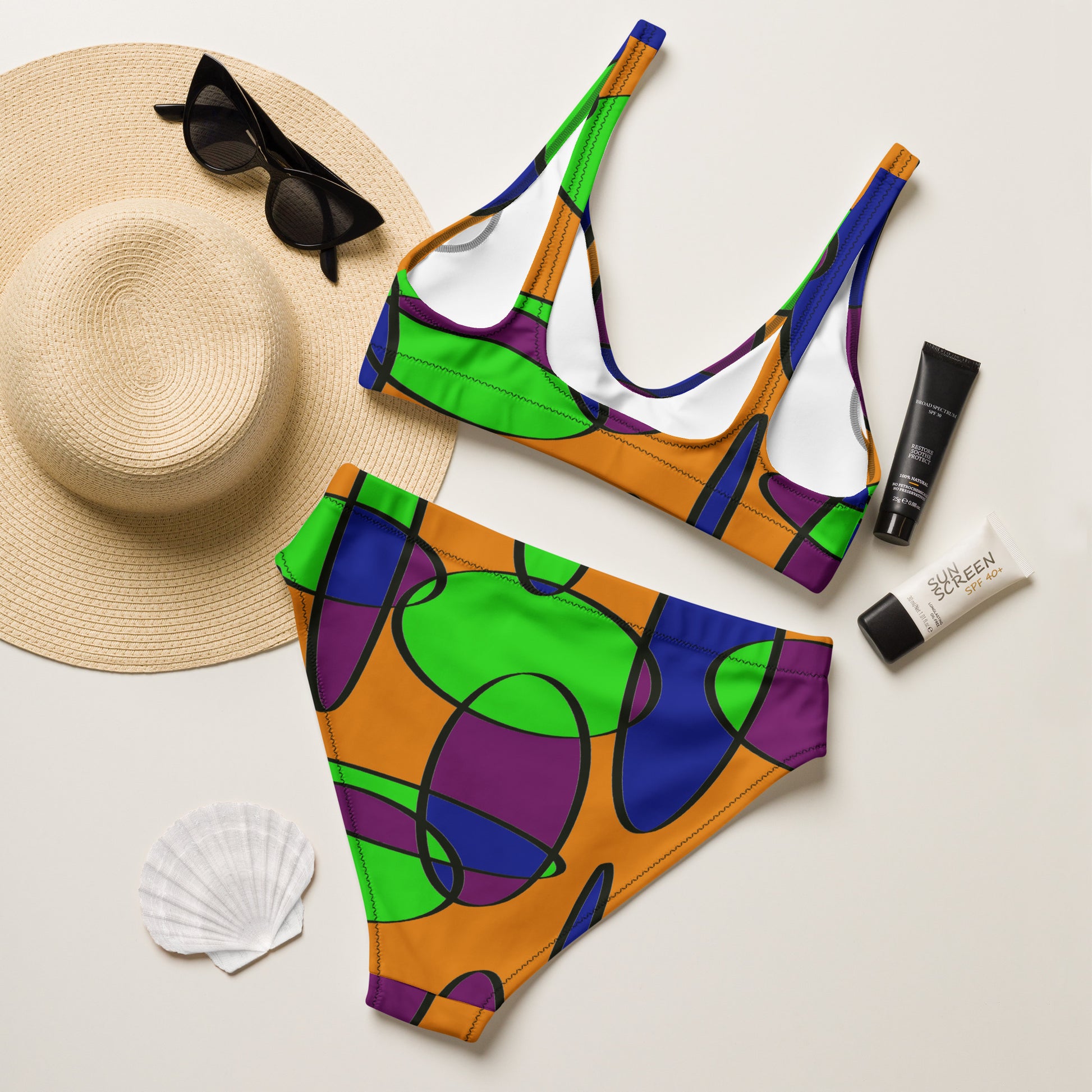 Abstract Recycled high-waisted bikini - O By Onica Online Store