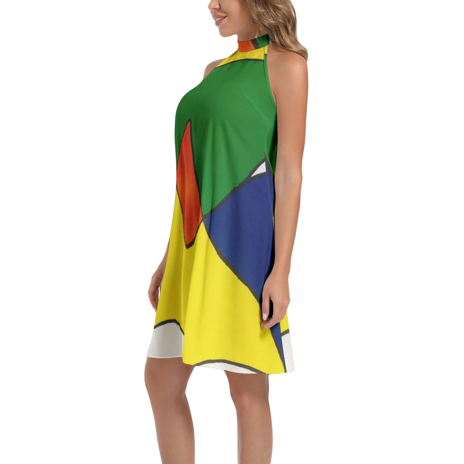 Abstract Tie Back Halter Neck Flared Dress - O By Onica Online Store