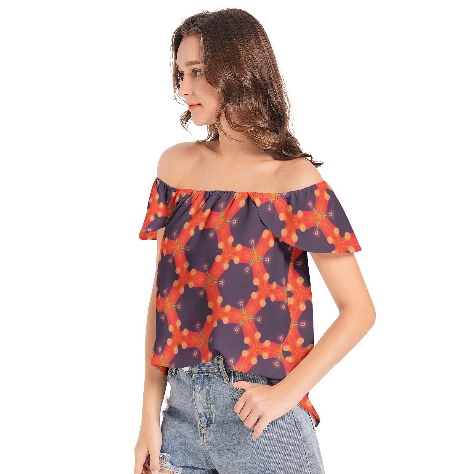 Abstract Women's Off The Shoulder Top - O By Onica Online Store