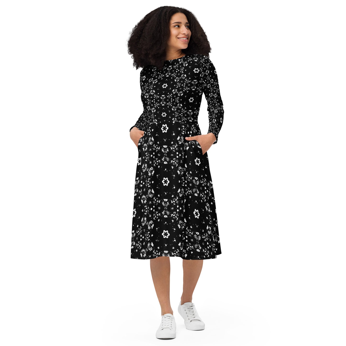 Abstract Long sleeve Midi Dress - O By Onica Online Store