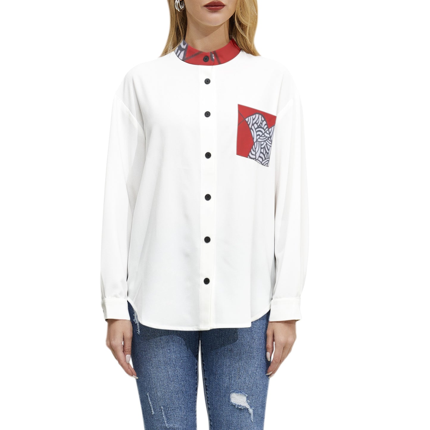 Abstract Long Sleeve Button Up Casual Shirt Top - O By Onica Online Store