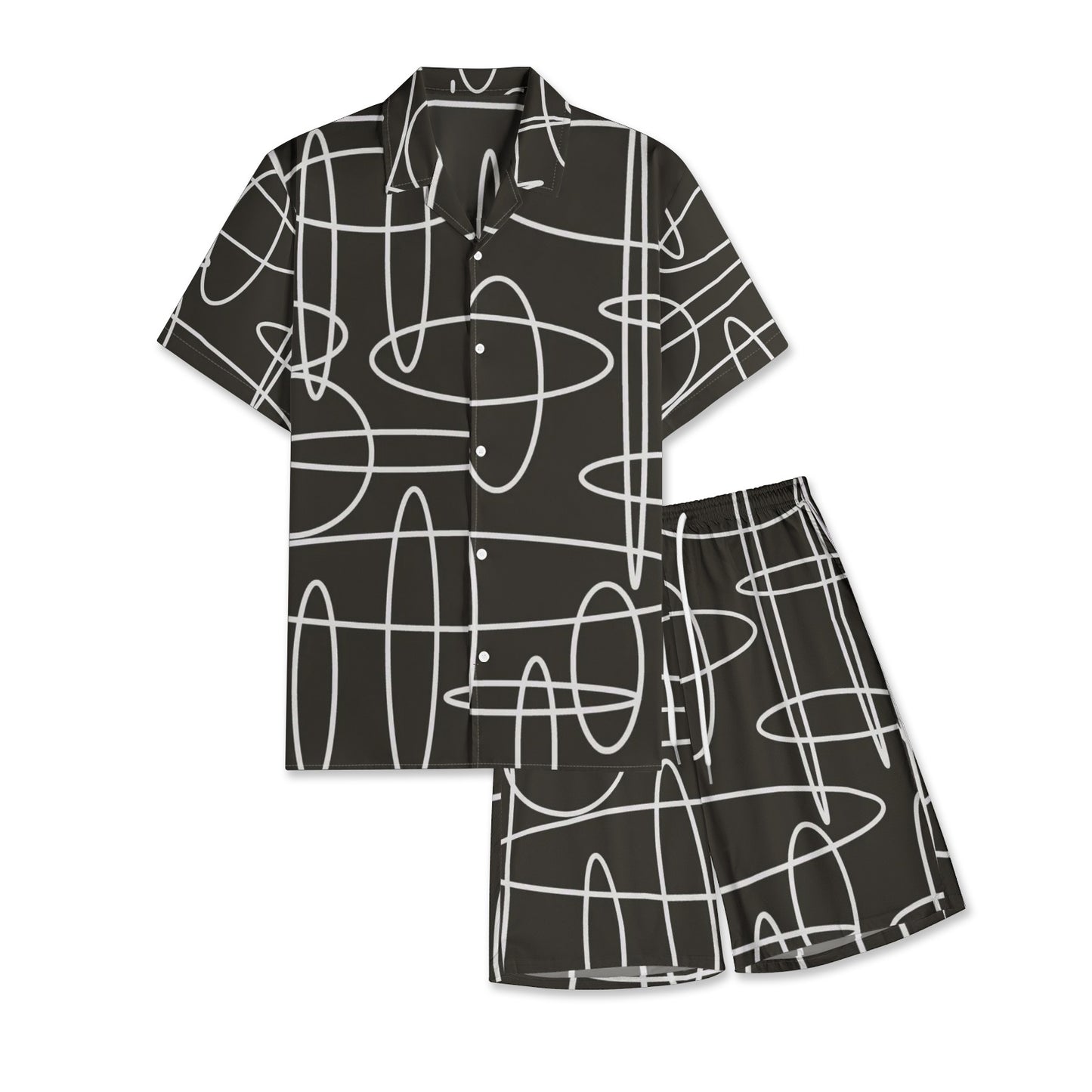 Abstract Print Shirt Set